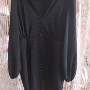 Elegant Vintage-style Long-sleeved Black Dress